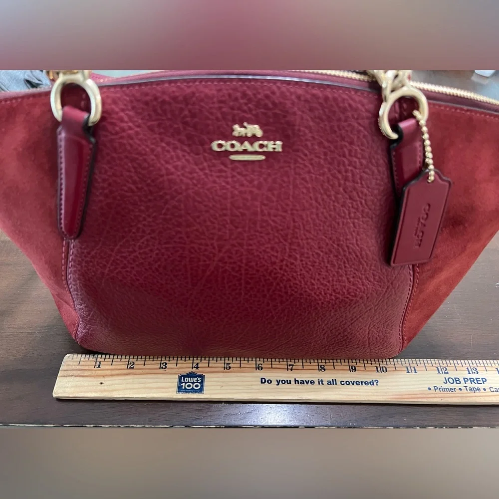 Coach Small Kelsey Chain Satchel In Red Pebble Leather and Suede ♥️ AUTHENTIC! 🥰